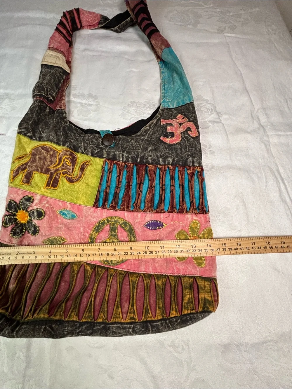Nepal 100% Cotton Boho Patchwork Hobo Bag Elephant Om Peace Hippie Purse